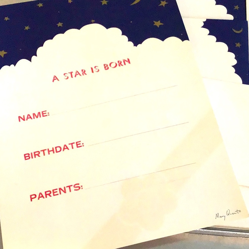 Mary Quant Baby Announcement Mid Century Stationary, set of 12, w/ envelopes.